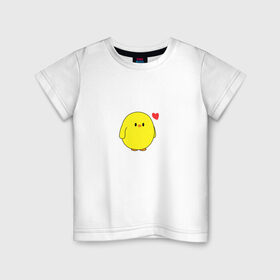 Детская футболка хлопок с принтом Цыпленок в Екатеринбурге, 100% хлопок | круглый вырез горловины, полуприлегающий силуэт, длина до линии бедер | love | любовь | милый | мультик | птица | птичка | сердечко | утенок | цыпленок
