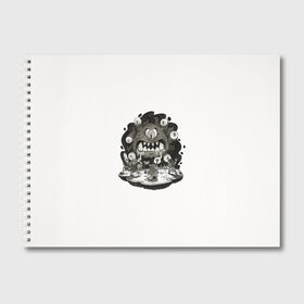 Альбом для рисования с принтом Монстр-Джими в Екатеринбурге, 100% бумага
 | матовая бумага, плотность 200 мг. | Тематика изображения на принте: белая | дьявол | монстр | прикольная | принт | страшная | циклоп