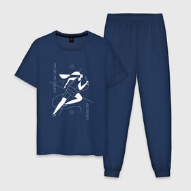 Мужская пижама хлопок с принтом Everyday Runner в Екатеринбурге, 100% хлопок | брюки и футболка прямого кроя, без карманов, на брюках мягкая резинка на поясе и по низу штанин
 | 