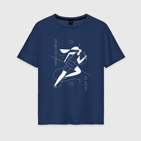 Женская футболка хлопок Oversize с принтом Everyday Runner в Екатеринбурге, 100% хлопок | свободный крой, круглый ворот, спущенный рукав, длина до линии бедер
 | 
