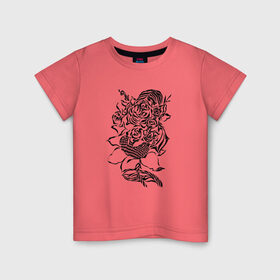 Детская футболка хлопок с принтом цветы абстракция графика в Екатеринбурге, 100% хлопок | круглый вырез горловины, полуприлегающий силуэт, длина до линии бедер | абстракция | графика | подсолнух | розы | цветы