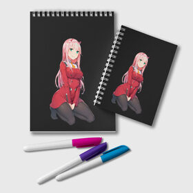 Блокнот с принтом ZeroTwo (Darling in the Franx) в Екатеринбурге, 100% бумага | 48 листов, плотность листов — 60 г/м2, плотность картонной обложки — 250 г/м2. Листы скреплены удобной пружинной спиралью. Цвет линий — светло-серый
 | Тематика изображения на принте: 002 | ahegao | anime | darling | franx | franxx | girl | girls | in | senpai | the | two | waifu | zero | zerotwo | аниме | ахегао | вайфу | девушка | семпай | сенпай | тян