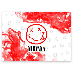 Поздравительная открытка с принтом NIRVANA / НИРВАНА в Екатеринбурге, 100% бумага | плотность бумаги 280 г/м2, матовая, на обратной стороне линовка и место для марки
 | band | cobain | face | kurt | logo | music | nirvana | rock | rocknroll | группа | кобейн | курт | лого | логотип | музыка | музыкальная | нирвана | рожица | рок | рокнролл | символ