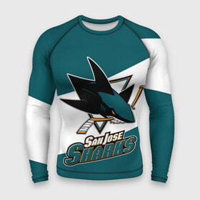 Мужской рашгард 3D с принтом Сан Хосе Шаркс в Екатеринбурге,  |  | hockey | nhl | san jose | san jose sharks | sharks | usa | нхл | сан хосе | сан хосе шаркс | спорт | сша | хоккей | шайба | шаркс