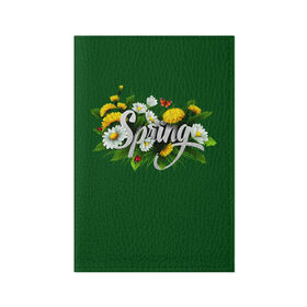 Обложка для паспорта матовая кожа с принтом Весна в Екатеринбурге, натуральная матовая кожа | размер 19,3 х 13,7 см; прозрачные пластиковые крепления | весна | одуванчики | полевые цветы. | ромашки | цветы