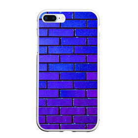 Чехол для iPhone 7Plus/8 Plus матовый с принтом Brick в Екатеринбурге, Силикон | Область печати: задняя сторона чехла, без боковых панелей | blue | brick | purple | texture | wall | кирпич | кирпичный | синий | стена | текстура | фиолетовый