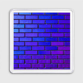 Магнит 55*55 с принтом Brick в Екатеринбурге, Пластик | Размер: 65*65 мм; Размер печати: 55*55 мм | blue | brick | purple | texture | wall | кирпич | кирпичный | синий | стена | текстура | фиолетовый