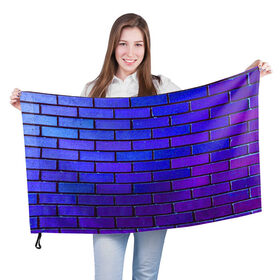 Флаг 3D с принтом Brick в Екатеринбурге, 100% полиэстер | плотность ткани — 95 г/м2, размер — 67 х 109 см. Принт наносится с одной стороны | blue | brick | purple | texture | wall | кирпич | кирпичный | синий | стена | текстура | фиолетовый