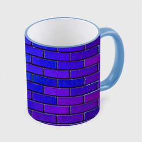 Кружка с принтом Brick в Екатеринбурге, керамика | ёмкость 330 мл | blue | brick | purple | texture | wall | кирпич | кирпичный | синий | стена | текстура | фиолетовый