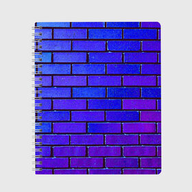 Тетрадь с принтом Brick в Екатеринбурге, 100% бумага | 48 листов, плотность листов — 60 г/м2, плотность картонной обложки — 250 г/м2. Листы скреплены сбоку удобной пружинной спиралью. Уголки страниц и обложки скругленные. Цвет линий — светло-серый
 | blue | brick | purple | texture | wall | кирпич | кирпичный | синий | стена | текстура | фиолетовый