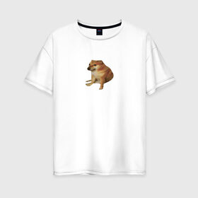 Женская футболка хлопок Oversize с принтом Грустный собачко в Екатеринбурге, 100% хлопок | свободный крой, круглый ворот, спущенный рукав, длина до линии бедер
 | aesthetic | dog | food | sad | аниме | арт | знаки зодиака | коты | кошак | кошки | мем | мемы | осень | пёс | собаки | эстетика