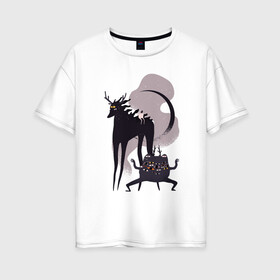 Женская футболка хлопок Oversize с принтом Монстры хэллоуина в Екатеринбурге, 100% хлопок | свободный крой, круглый ворот, спущенный рукав, длина до линии бедер
 | art | creatures | drawing | drawings | eyes | halfmoon | halloween | horse | illustration | monsters | moon | picture | арт | глаза | иллюстрация | искусство | конь | лошадь | луна | много | полумесяц | рисунок | создания | хеллоуин | хэллоуин