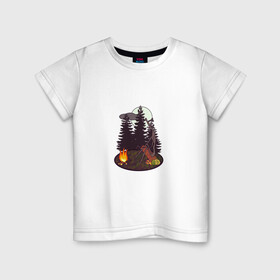 Детская футболка хлопок с принтом Siren head у костра в Екатеринбурге, 100% хлопок | круглый вырез горловины, полуприлегающий силуэт, длина до линии бедер | siren head | sirenhead | герой | костер | лес | монстр | огонь | персонаж | сирена | сиреноголовый | хоррор | чудовище