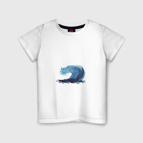 Детская футболка хлопок с принтом Морская волна в Екатеринбурге, 100% хлопок | круглый вырез горловины, полуприлегающий силуэт, длина до линии бедер | брызги | вода | волна | море | океан | синий | шторм