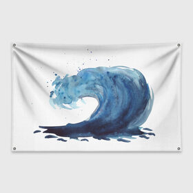 Флаг-баннер с принтом Морская волна в Екатеринбурге, 100% полиэстер | размер 67 х 109 см, плотность ткани — 95 г/м2; по краям флага есть четыре люверса для крепления | брызги | вода | волна | море | океан | синий | шторм
