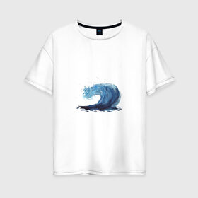 Женская футболка хлопок Oversize с принтом Морская волна в Екатеринбурге, 100% хлопок | свободный крой, круглый ворот, спущенный рукав, длина до линии бедер
 | брызги | вода | волна | море | океан | синий | шторм