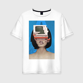 Женская футболка хлопок Oversize с принтом Vaporwave 2020-12 в Екатеринбурге, 100% хлопок | свободный крой, круглый ворот, спущенный рукав, длина до линии бедер
 | aesthetic | electronica | music | лаунж | музыка | поп | скульптура