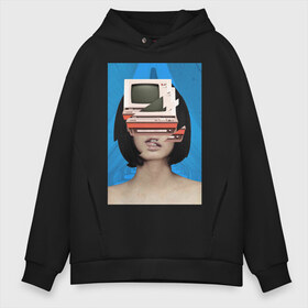 Мужское худи Oversize хлопок с принтом Vaporwave 2020-12 в Екатеринбурге, френч-терри — 70% хлопок, 30% полиэстер. Мягкий теплый начес внутри —100% хлопок | боковые карманы, эластичные манжеты и нижняя кромка, капюшон на магнитной кнопке | aesthetic | electronica | music | лаунж | музыка | поп | скульптура