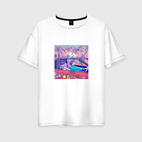 Женская футболка хлопок Oversize с принтом Vaporwave 2020-88 в Екатеринбурге, 100% хлопок | свободный крой, круглый ворот, спущенный рукав, длина до линии бедер
 | aesthetic | electronica | music | лаунж | музыка | поп | скульптура
