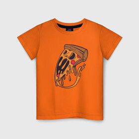 Детская футболка хлопок с принтом Пицца Монстр в Екатеринбурге, 100% хлопок | круглый вырез горловины, полуприлегающий силуэт, длина до линии бедер | art | cheese | cute | drawing | drawings | halloween | illustration | monsters | picture | pizza | psycho | slice | арт | иллюстрация | искусство | криповая | крипота | кусочек | милота | пепперони | прикол | рисунок | сыр | хеллоуин | хэллоуи