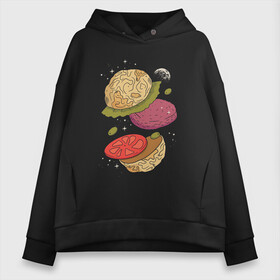 Женское худи Oversize хлопок с принтом Луна бургер в Екатеринбурге, френч-терри — 70% хлопок, 30% полиэстер. Мягкий теплый начес внутри —100% хлопок | боковые карманы, эластичные манжеты и нижняя кромка, капюшон на магнитной кнопке | burger | food | funny | galaxy | hamburger | illustration | joke | moon | planet | space | start | булочки | в разрезе | галактика | гамбургер | гриль | еда | звезды | иллюстрация | космос | котлета | лист | оливки | планета | прикол | разрез | 