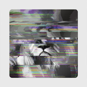 Магнит виниловый Квадрат с принтом Lion glitch в Екатеринбурге, полимерный материал с магнитным слоем | размер 9*9 см, закругленные углы | color | glitch | lion | muzzle | nose | vanguard | авангард | глитч | лев | нос | цвет
