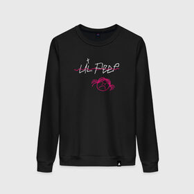 Женский свитшот хлопок с принтом LIL PEEP (front & back) в Екатеринбурге, 100% хлопок | прямой крой, круглый вырез, на манжетах и по низу широкая трикотажная резинка  | Тематика изображения на принте: lil peep | lil peep art | logo lil peep | love | rap | альбомы | лил пип | лове | лого | логтип | любовь | музыка | музыкант | паук | певец | рэп | рэпер | скорпион