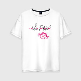 Женская футболка хлопок Oversize с принтом LIL PEEP (front & back) в Екатеринбурге, 100% хлопок | свободный крой, круглый ворот, спущенный рукав, длина до линии бедер
 | lil peep | lil peep art | logo lil peep | love | rap | альбомы | лил пип | лове | лого | логтип | любовь | музыка | музыкант | паук | певец | рэп | рэпер | скорпион
