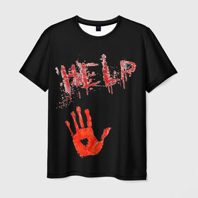 Мужская футболка 3D с принтом Help в Екатеринбурге, 100% полиэфир | прямой крой, круглый вырез горловины, длина до линии бедер | 