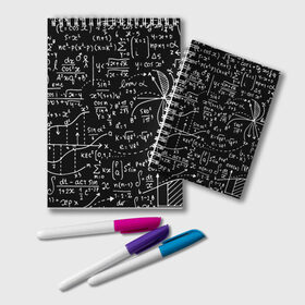Блокнот с принтом Формулы в Екатеринбурге, 100% бумага | 48 листов, плотность листов — 60 г/м2, плотность картонной обложки — 250 г/м2. Листы скреплены удобной пружинной спиралью. Цвет линий — светло-серый
 | Тематика изображения на принте: алгебра | математика | математические формулы | наука | научные формулы | формулы