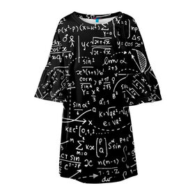 Детское платье 3D с принтом Формулы в Екатеринбурге, 100% полиэстер | прямой силуэт, чуть расширенный к низу. Круглая горловина, на рукавах — воланы | Тематика изображения на принте: алгебра | математика | математические формулы | наука | научные формулы | формулы