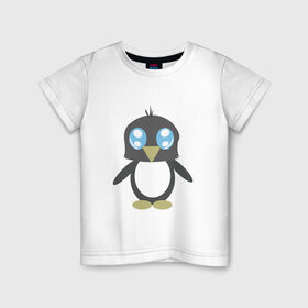Детская футболка хлопок с принтом Пингвинчик в Екатеринбурге, 100% хлопок | круглый вырез горловины, полуприлегающий силуэт, длина до линии бедер | Тематика изображения на принте: chibi | cute | милый | няша | пингвин | пингвинчик | чиби