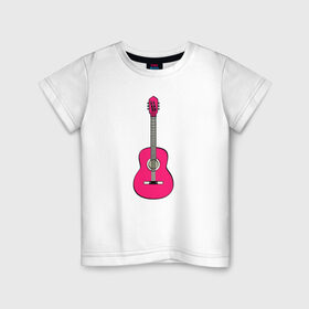 Детская футболка хлопок с принтом Розовая гитара в Екатеринбурге, 100% хлопок | круглый вырез горловины, полуприлегающий силуэт, длина до линии бедер | girl | guitar | music | pink | pop | rock | артист | гитара | гитарист | гламур | девочкам | девушке | инструмент | клавиши | мелодия | музыка | музыкальные инструменты | музыкант | ноты | песни | подарок | поп | попса