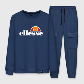 Мужской костюм хлопок с принтом Ellesse в Екатеринбурге, 100% хлопок | на свитшоте круглая горловина, мягкая резинка по низу. Брюки заужены к низу, на них два вида карманов: два “обычных” по бокам и два объемных, с клапанами, расположенные ниже линии бедра. Брюки с мягкой трикотажной резинкой на поясе и по низу штанин. В поясе для дополнительного комфорта — широкие завязки | eles | eless | elesse | ellese | ellesse | илис | элесс | элис | элисс | эллес | эллесс