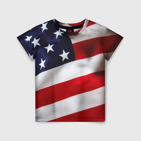 Детская футболка 3D с принтом США | USA в Екатеринбурге, 100% гипоаллергенный полиэфир | прямой крой, круглый вырез горловины, длина до линии бедер, чуть спущенное плечо, ткань немного тянется | states | united | usa | америка | америки | герб | северная | соединенные | сша | флаг | штаты | южная