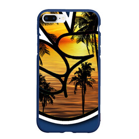 Чехол для iPhone 7Plus/8 Plus матовый с принтом Beach в Екатеринбурге, Силикон | Область печати: задняя сторона чехла, без боковых панелей | gesture | landscape | palms | sea | жест | закат | море | океан | пальмы | пейзаж