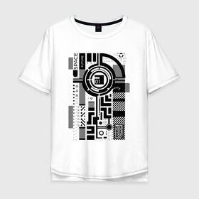 Мужская футболка хлопок Oversize с принтом Будущее, космос, абстракт в Екатеринбурге, 100% хлопок | свободный крой, круглый ворот, “спинка” длиннее передней части | абстракция | будущее | киберпанк | космос | круги | механизм | надпись | символ | схема | узор