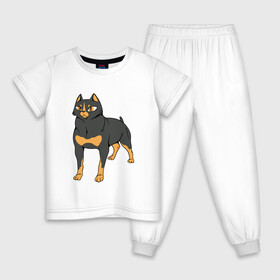 Детская пижама хлопок с принтом Кот Ротвейлер в Екатеринбурге, 100% хлопок |  брюки и футболка прямого кроя, без карманов, на брюках мягкая резинка на поясе и по низу штанин
 | cat | dog | doggy | dutch | funny | german | kitten | kitty | meow | pussy | pussycat | rottweiler | woof | гав | котенок | котик | котопес | кошка | мяу | немец | немецкая | овчарка | песокот | пинчер | прикол | с головой кота | собака | соб