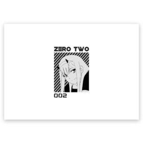 Поздравительная открытка с принтом Zero Two в Екатеринбурге, 100% бумага | плотность бумаги 280 г/м2, матовая, на обратной стороне линовка и место для марки
 | 002 | 02 | cyber | cyberpunk | darling | franxx | japan | two | zero | zerotwo | два | девушка | демон | дьявол | зеро | зероту | зеротул | итиго | ичиго | киберпанк | меха | мехо | милый | ноль | нольдва | ту | франксе | франсе | хиро