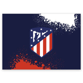 Поздравительная открытка с принтом ATLETICO MADRID / Атлетико в Екатеринбурге, 100% бумага | плотность бумаги 280 г/м2, матовая, на обратной стороне линовка и место для марки
 | atletico | club | footbal | logo | madrid | атлетико | знак | клуб | логотип | логотипы | мадрид | символ | символы | форма | футбол | футбольная | футбольный