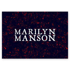 Поздравительная открытка с принтом MARILYN MANSON / М. МЭНСОН в Екатеринбурге, 100% бумага | плотность бумаги 280 г/м2, матовая, на обратной стороне линовка и место для марки
 | logo | manson | marilyn | music | rock | группа | лого | логотип | логотипы | менсон | мерилин | мерлин | музыка | мэнсон | мэрилин | рок | символ