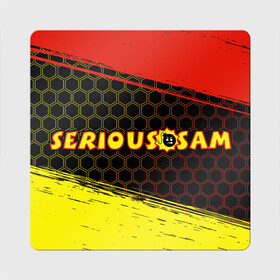 Магнит виниловый Квадрат с принтом SERIOUS SAM / Крутой Сэм в Екатеринбурге, полимерный материал с магнитным слоем | размер 9*9 см, закругленные углы | croteam | game | games | logo | sam | serious | бомба | бомбочка | игра | игры | крутой | лого | логотип | логотипы | серьезный | символ | символы | сэм