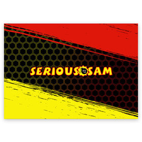 Поздравительная открытка с принтом SERIOUS SAM / Крутой Сэм в Екатеринбурге, 100% бумага | плотность бумаги 280 г/м2, матовая, на обратной стороне линовка и место для марки
 | Тематика изображения на принте: croteam | game | games | logo | sam | serious | бомба | бомбочка | игра | игры | крутой | лого | логотип | логотипы | серьезный | символ | символы | сэм