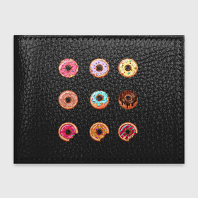 Обложка для студенческого билета с принтом Пончики в Екатеринбурге, натуральная кожа | Размер: 11*8 см; Печать на всей внешней стороне | Тематика изображения на принте: bagels | circle | doughnuts | pastries | rolls | simpsons | бублики | булки | выпечка | круг | пончики | симпсоны