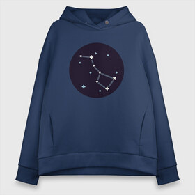 Женское худи Oversize хлопок с принтом Медведица в Екатеринбурге, френч-терри — 70% хлопок, 30% полиэстер. Мягкий теплый начес внутри —100% хлопок | боковые карманы, эластичные манжеты и нижняя кромка, капюшон на магнитной кнопке | Тематика изображения на принте: constellation | galaxies | night | planets | space | stars | ursa major | ursa minor | большая медведица | галактики | звёзды | космос | малая медведица | медведица | ночь | планеты | созвездие