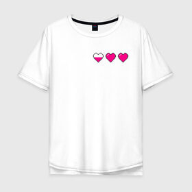 Мужская футболка хлопок Oversize с принтом Здоровье pixel в Екатеринбурге, 100% хлопок | свободный крой, круглый ворот, “спинка” длиннее передней части | heart | heart pixel | здоровье | здоровье pixel | пиксельное сердце | пиксельные сердца | сердечко | сердечко пиксель | сердце | сердце пиксель