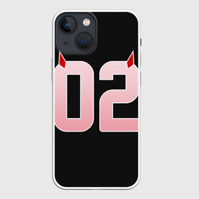 Чехол для iPhone 13 mini с принтом Порядковый номер 02 в Екатеринбурге,  |  | 002 | 02 | ahegao | anime | darling | franx | franxx | girl | girls | in | senpai | the | two | waifu | zero | zerotwo | аниме | ахегао | вайфу | девушка | семпай | сенпай | тян