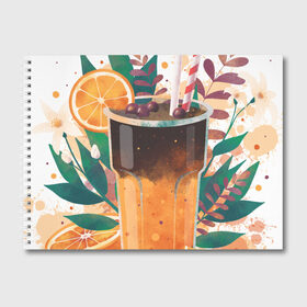 Альбом для рисования с принтом бодрящий коктейль в Екатеринбурге, 100% бумага
 | матовая бумага, плотность 200 мг. | Тематика изображения на принте: апельсин | бодрость | витамины | коктейль | кофе | лето | напиток | яркий