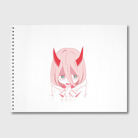 Альбом для рисования с принтом ZeroTwo (Darling in the Franx) в Екатеринбурге, 100% бумага
 | матовая бумага, плотность 200 мг. | 002 | 02 | ahegao | anime | darling | franx | franxx | girl | girls | in | senpai | the | two | waifu | zero | zerotwo | аниме | ахегао | вайфу | девушка | семпай | сенпай | тян