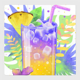 Магнитный плакат 3Х3 с принтом яркий напиток в Екатеринбурге, Полимерный материал с магнитным слоем | 9 деталей размером 9*9 см | Тематика изображения на принте: ананас | еда | жара | коктейль | лето | напиток | пальмы. тропики | свежесть | фрукты